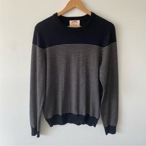 Brooks Brothers Men's Navy Striped Italian Merino Wool Sweater
